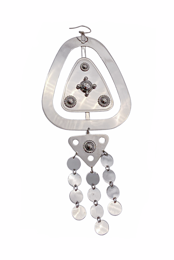 Maison Margiela by John Galliano Silver Chrome Industrial Oversized Runway Earrings Fall 2017