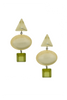 Vintage Green Lucite Geometric Shapes Triangle Oval Square Drop Earrings