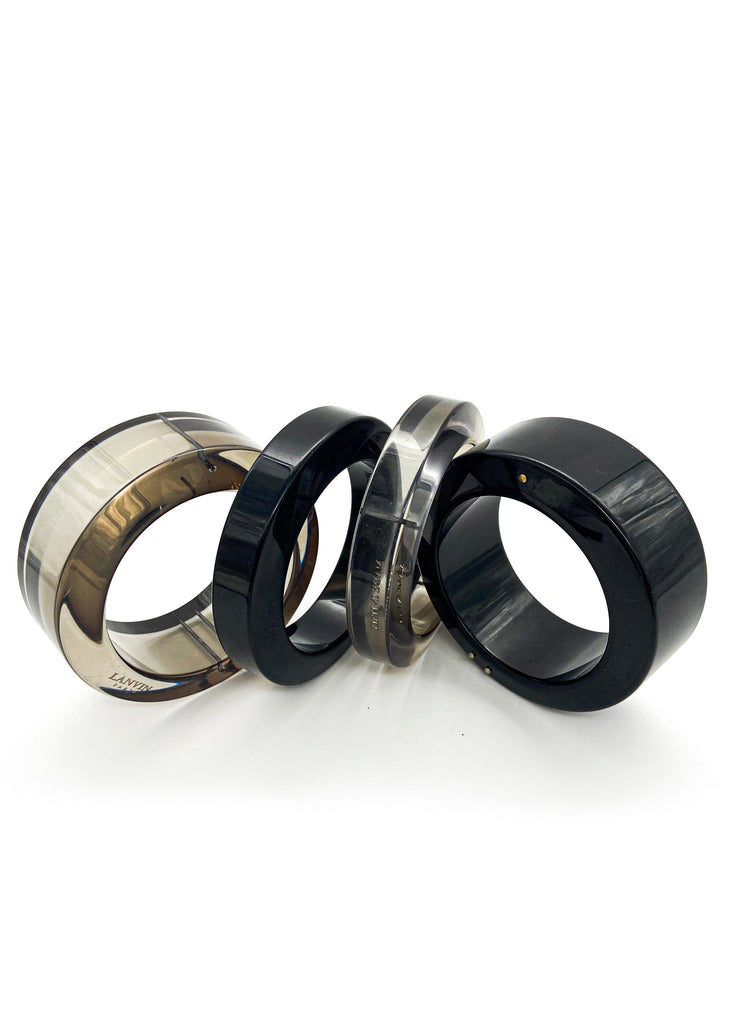 Lanvin Black and Grey Lucite Statement Bangle Collection