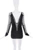 YSL Saint Laurent Black Mesh Sheer Cut Out Deep V Top Mini Dress