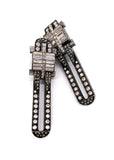 Lanvin Dedale Silver Gunmetal Crystal Art Deco Earrings