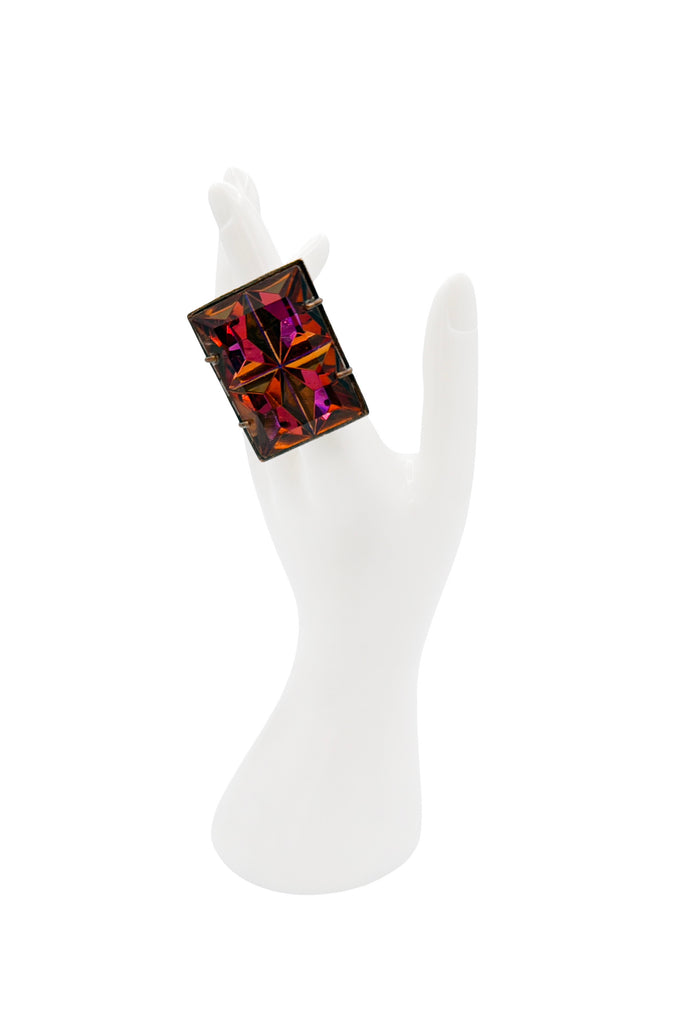 Jean Paul Gaultier Red Purple Prism Gemstone Geometric Statement Ring