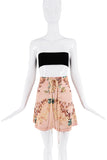 Roberto Cavalli Pink Floral Print Lace Up Waist Skirt