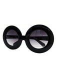 Vintage Oversize Circular Black Framed "Twiggy" Sunglasses