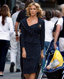 Vivienne Westwood Navy Blue Pinstripe Blazer & Skirt Set Worn by Carrie Bradshaw Drunk At Vogue