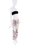 Roberto Cavalli White Pink Black Floral Print Jean Pants