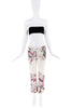 Roberto Cavalli White Pink Black Floral Print Jean Pants