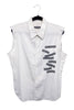 Xavier Delcour White Cut Off Sleeve Slogan Vest Shirt