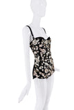Dolce & Gabbana Black White Beaded Crystal Flowers Exposed Bra Open Back Tank Top FW1999