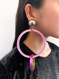 Alexis Bittar Pink Double Hoop Resin Earrings