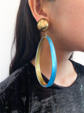 Alexis Bittar Blue Resin Teardrop Shaped Hoop Earrings