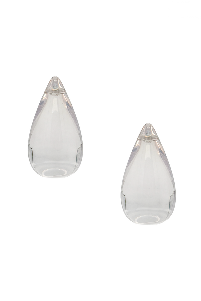 Vintage Clear Lucite Teardrop Stud Earrings