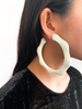 Lanvin White Resin "Bamboo" Hoop Earrings