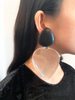 Monies Oversized Oval Lucite and Black Ebony Earrings