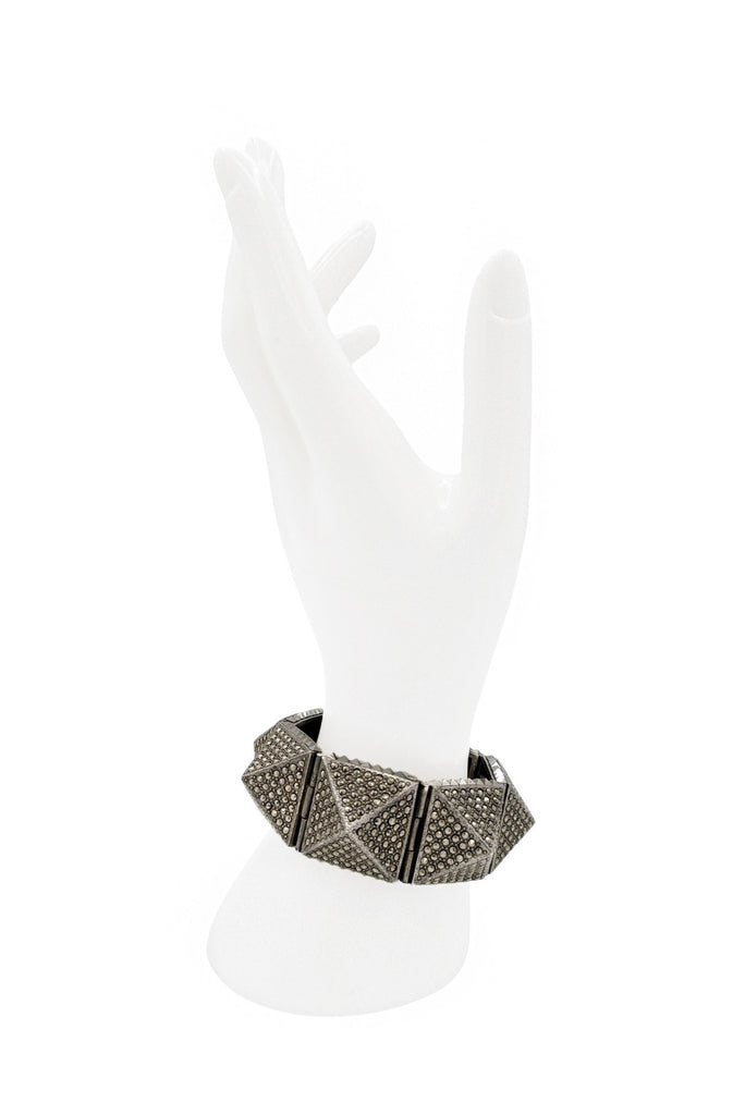 Jean Paul Gaultier Silver Pavé Pyramid Link Bracelet