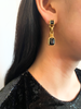 Lanvin Gold Gold Petite Earrings with Faceted Black Onyx