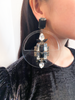 Armani Black Oversized Lucite Crystal Hoop Earrings