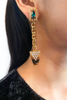 Mawi London Gold Claw Emerald Green Earrings