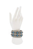 Givenchy Silver Blue Gemstone Pyramid Geometric Stud Wide Cuff Bracelet