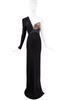Anthony Vaccarello Black One Shoulder Gold Bustier Dress Gown
