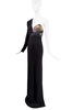 Anthony Vaccarello Black One Shoulder Gold Bustier Dress Gown