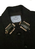 Prada Dress / Vest with Black And Crystal Collar Embellishments FW2012 - BOUTIQUE PURCHASE PRICE