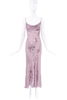 Vintage Purple Sheer Floral Embroidered Slip Dress Gown