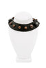 Lanvin Black Copper Gemstone Leather Studded Collar Necklace