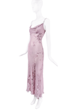 Vintage Purple Sheer Floral Embroidered Slip Dress Gown