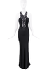 Roberto Cavalli Black Sheer Floral Embroidered Ruche Dress Gown 2006