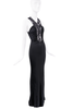 Roberto Cavalli Black Sheer Floral Embroidered Ruche Dress Gown 2006