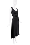 Saint Laurent Black Wrapped Draped Midi Dress Gown