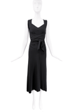 Saint Laurent Black Wrapped Draped Midi Dress Gown
