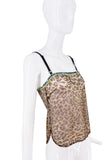 Dolce & Gabbana Brown Sheer Leopard Print Green Blue Sequin Trim Tank Top