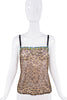 Dolce & Gabbana Brown Sheer Leopard Print Green Blue Sequin Trim Tank Top