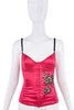 Roberto Cavalli Hot Pink Leopard Flower Cut Out Corset Bustier Top