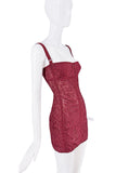Burberry Red Maroon Floral Lace Sheer Bustier Mini Dress