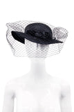 Vintage Black Princess Diana Style Fishnet Brim Hat