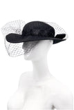 Vintage Black Princess Diana Style Fishnet Brim Hat