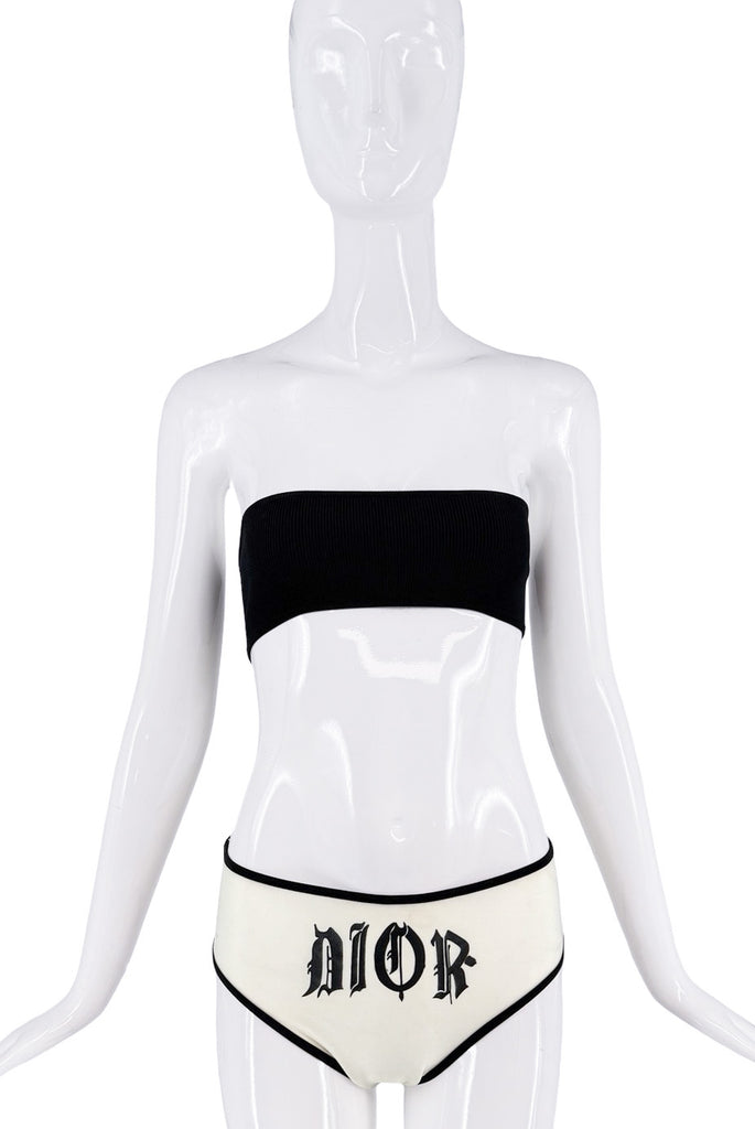 Christian Dior x Galliano White Black Gothic Font Logo Underwear Bottoms