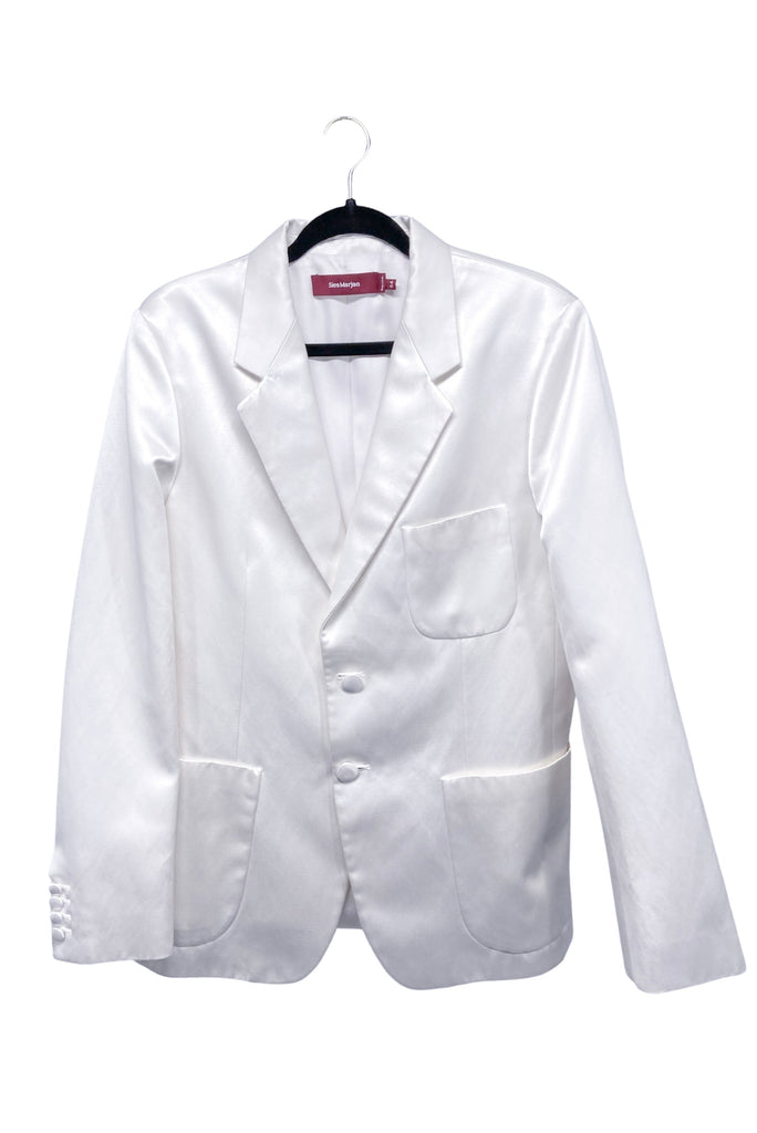 Sies Marjan White Heavy Satin Tuxedo Bianca Jagger Blazer