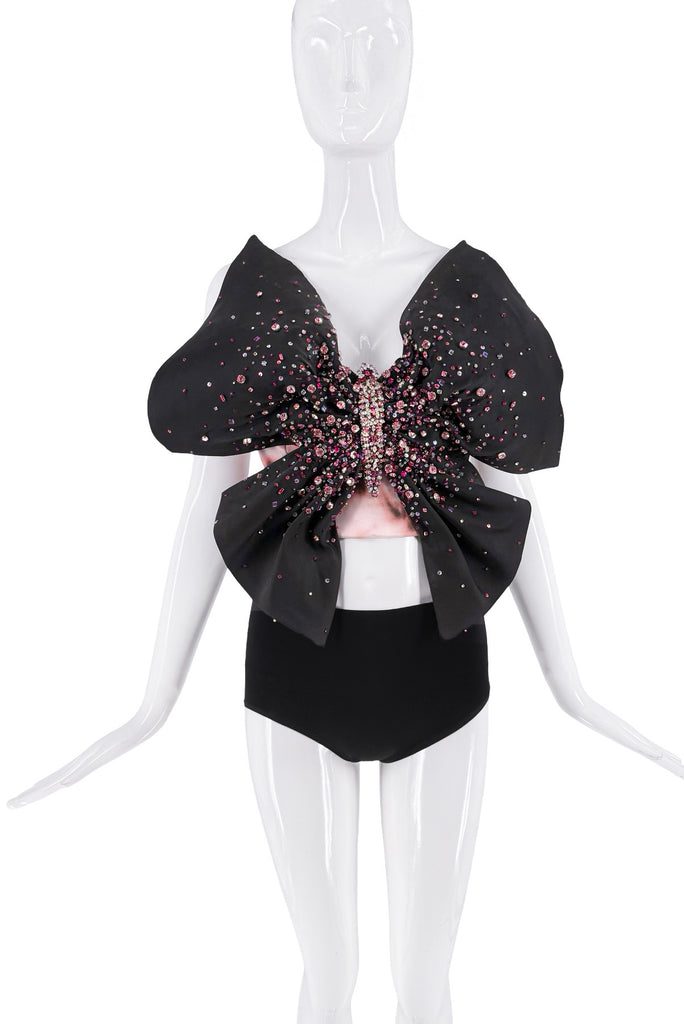 Redemption Black Pink Gemstone Tube Butterfly Top