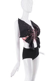 Redemption Black Pink Gemstone Tube Butterfly Top