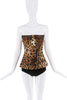 Roberto Cavalli Brown Black Leopard Print Bustier Corset Top