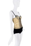 Roberto Cavalli Black Gold Lace Bow Bra Corset top