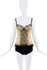 Roberto Cavalli Black Gold Lace Bow Bra Corset top