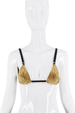 Dolce & Gabbana Gold Crystal Mesh Adjustable Bra Top