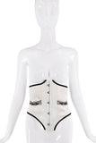 Roberto Cavalli White Black Crystal Bead Waist Corset