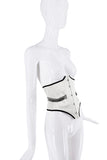 Roberto Cavalli White Black Crystal Bead Waist Corset