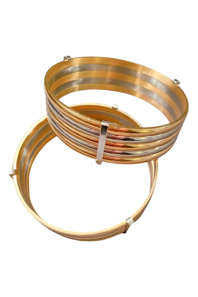 Vintage Gold Silver Two Tone Bracelet Set of 2